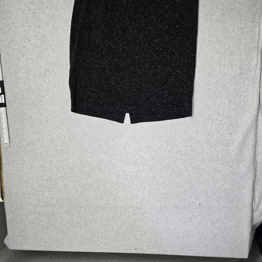 J. Jill Women Skirt 2X Black Nylon Polyester Space Dot Ponte Slit
